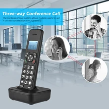 D1002B-teléfono inalámbrico con 3 líneas LCD, dispositivo con identificador de llamada/llamada a la espera, retroiluminación de 1,6 pulgadas, compatible con 16 idiomas