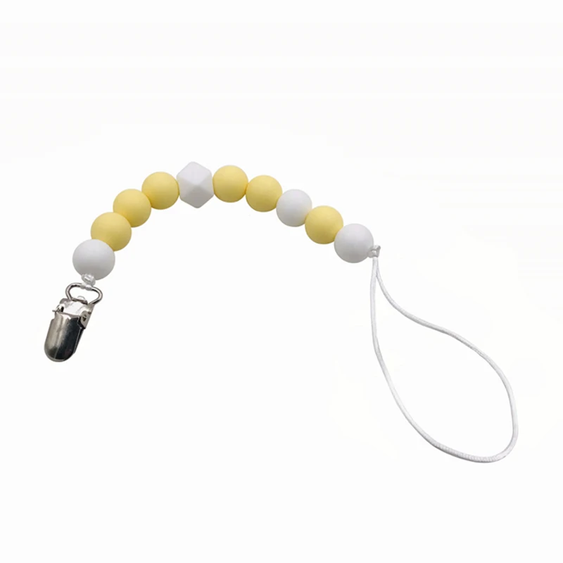 Baby Teether Pacifier Chain Organic Teether Natural Teething Grasping Toy Silicone Beads Toddler Teether Newborn DIY Baby Gift
