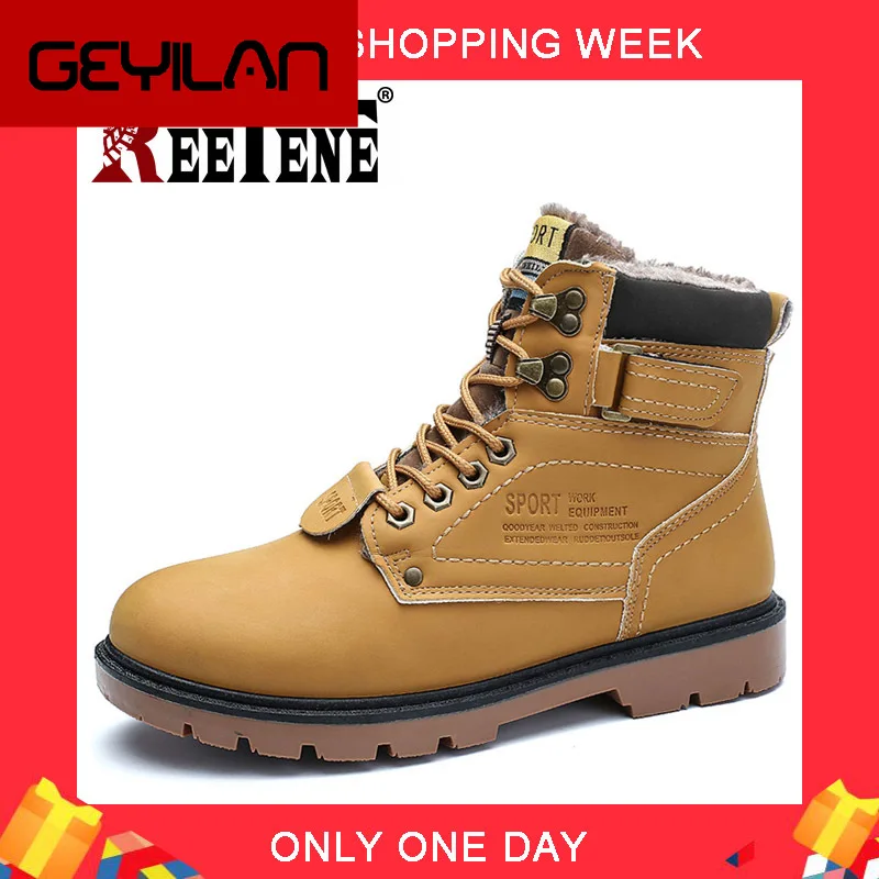 

2019 Men'S Winter Snow Boots Fur Ankle Boots Men Casual Shoes High Quality Plush Men Outdoor Work Shoes Plus Size 46