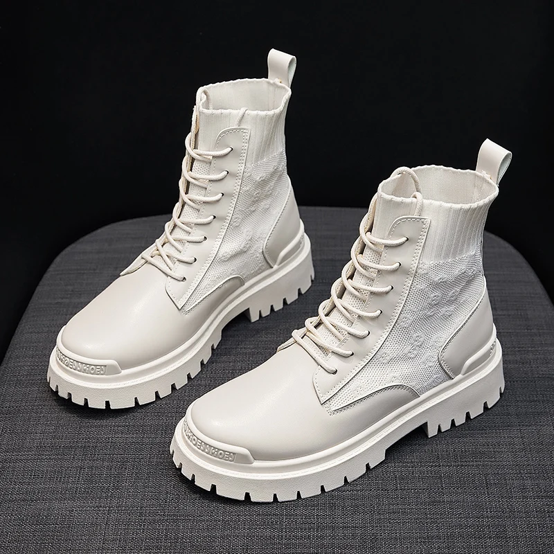 

New Ankle Boots for Women's 2020 Winter Motorcycle Boots Thick Heel Platform Shoes Woman Slip on Round Toe Fashion Martin Boots