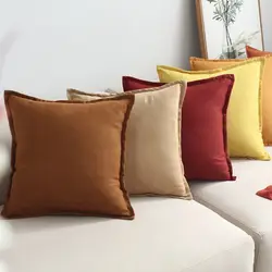Роскошная наволочка в скандинавском стиле с кромками листьев лотоса, подушка из замши, декоративные подушки