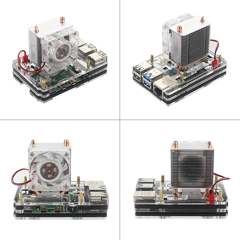 Ice Tower Raspberry Pi 4 вентилятор охлаждения процессора кулер 7 цветов светильник+ акриловый чехол для Raspberry Pi 4 Модель B