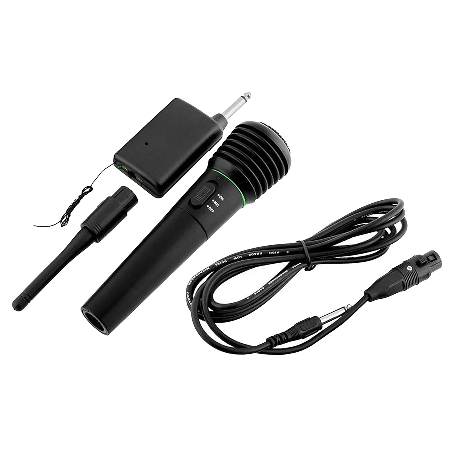 Wireless Wired Handheld Microphone System with Receiver XLR 6.35mm Cable
