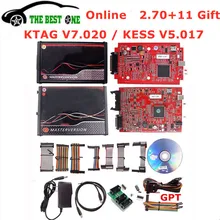 Ilimitado 2.80 ue vermelho ktag v7.020 4 led 2.25 sw em linha kess v5.017 K-TAG 7.020 mestre kess 5.017 obd2 tuning ecu programador
