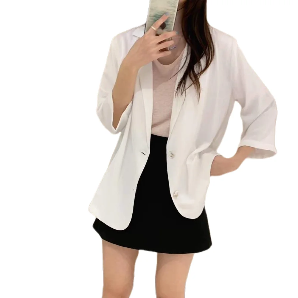 

Women 3/4 Sleeve Blazer Open Front Cardigan Jacket Work