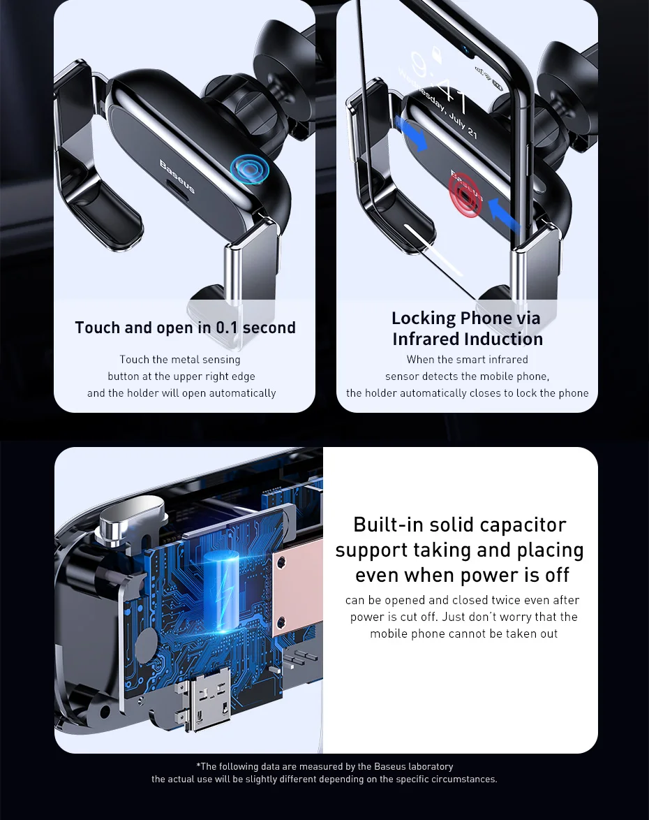 Baseus Gravity Автомобильный держатель для телефона вентиляционное отверстие держатель интеллектуальный инфракрасный держатель мобильного телефона для iPhone 11 Pro Max huawei