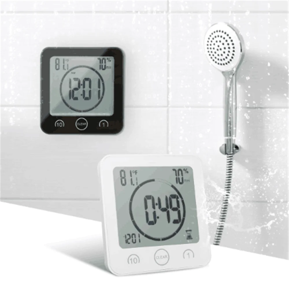 Waterproof LCD Digital Wall Clock Shower Suction Stand Alarm Timer Temperature Humidity Bath Weather Station for Home | Дом и сад
