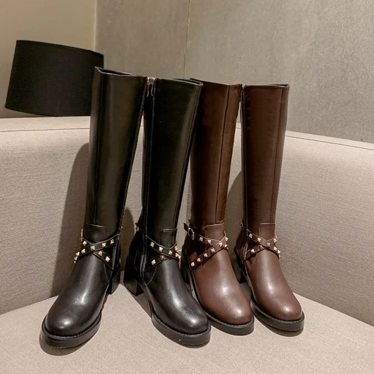 

English Style Liu Ding Long Boots Small Heel Middle Boots Half Boots Women's Middle Heel High Boots Autumn Women's Shoes