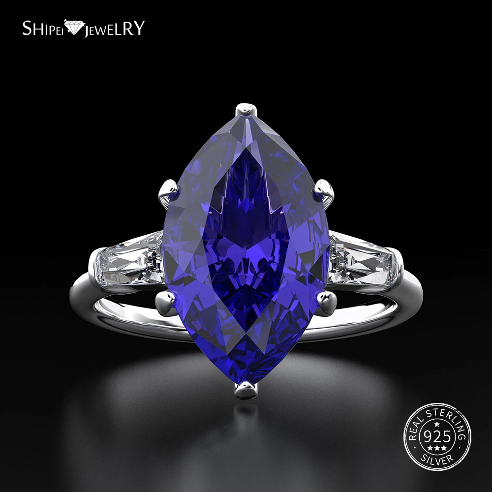 Женское кольцо из серебра 100% пробы с натуральным сапфиром|Кольца| |