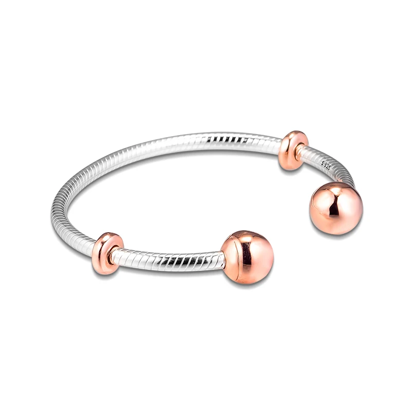 

Signature Moments Snake Chain Style Open Bangle 100% 925 Sterling Silver Jewelry Free Shipping