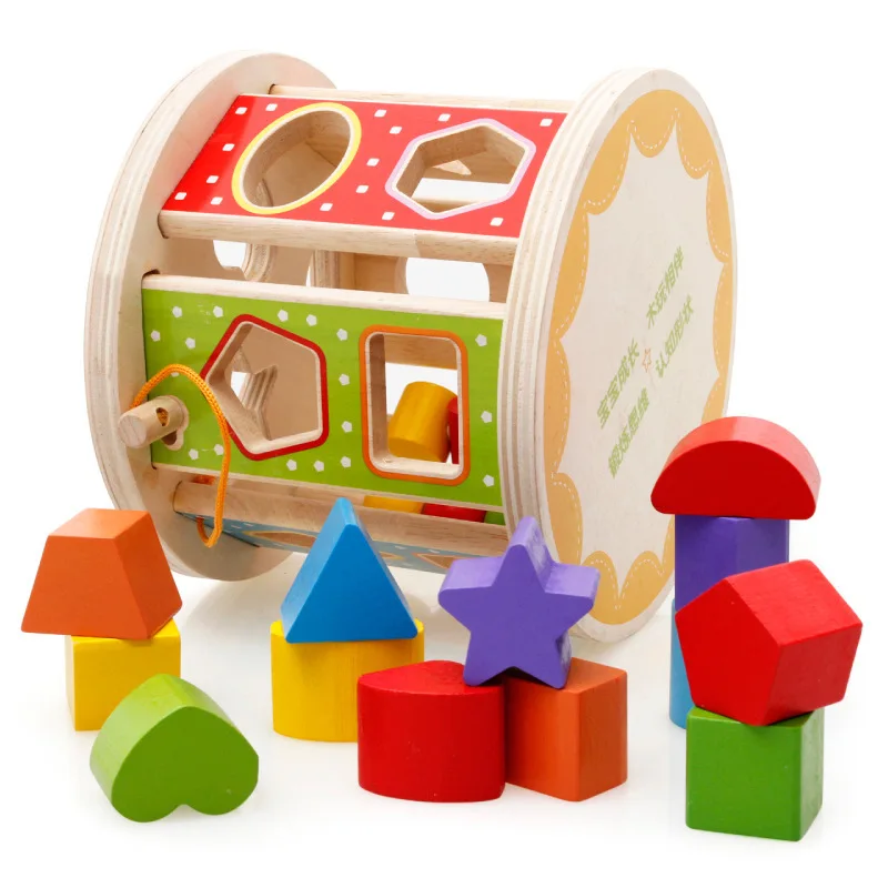 

MWZ Wooden Toys Shape Matching Multi-functional Shape Color Cognitive Wood Educational CHILDREN'S Building Blocks Wholesale