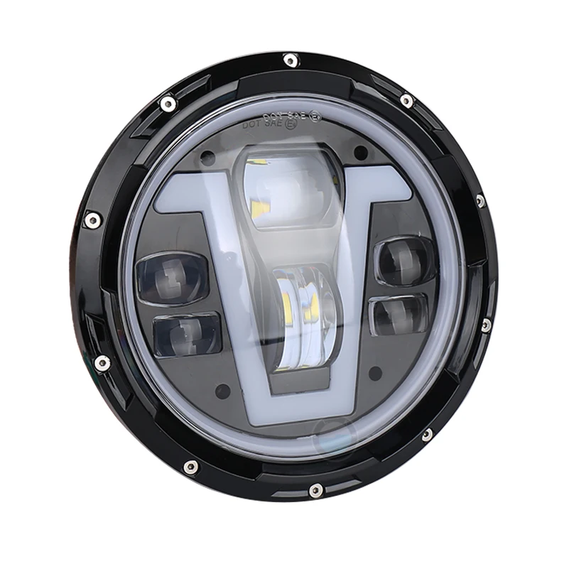 7 дюймов светодиодные фары Hi/Low Beam Koplamp Led faros 4x4 ангельские глазки указатели поворота для jeep Land rover Lada niva hummer H1 H2