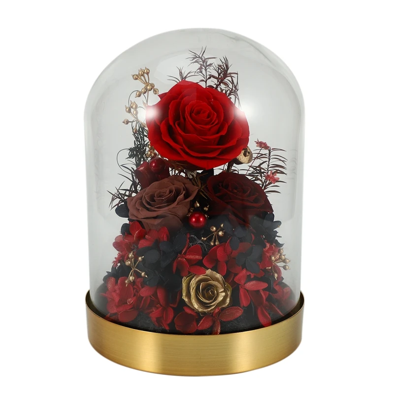 

Rose in Glass,Enchanted Rose, Glass Dome Black Wood Base, Valentine's Party Gifts, Wedding Gifts, Best Gift for Her