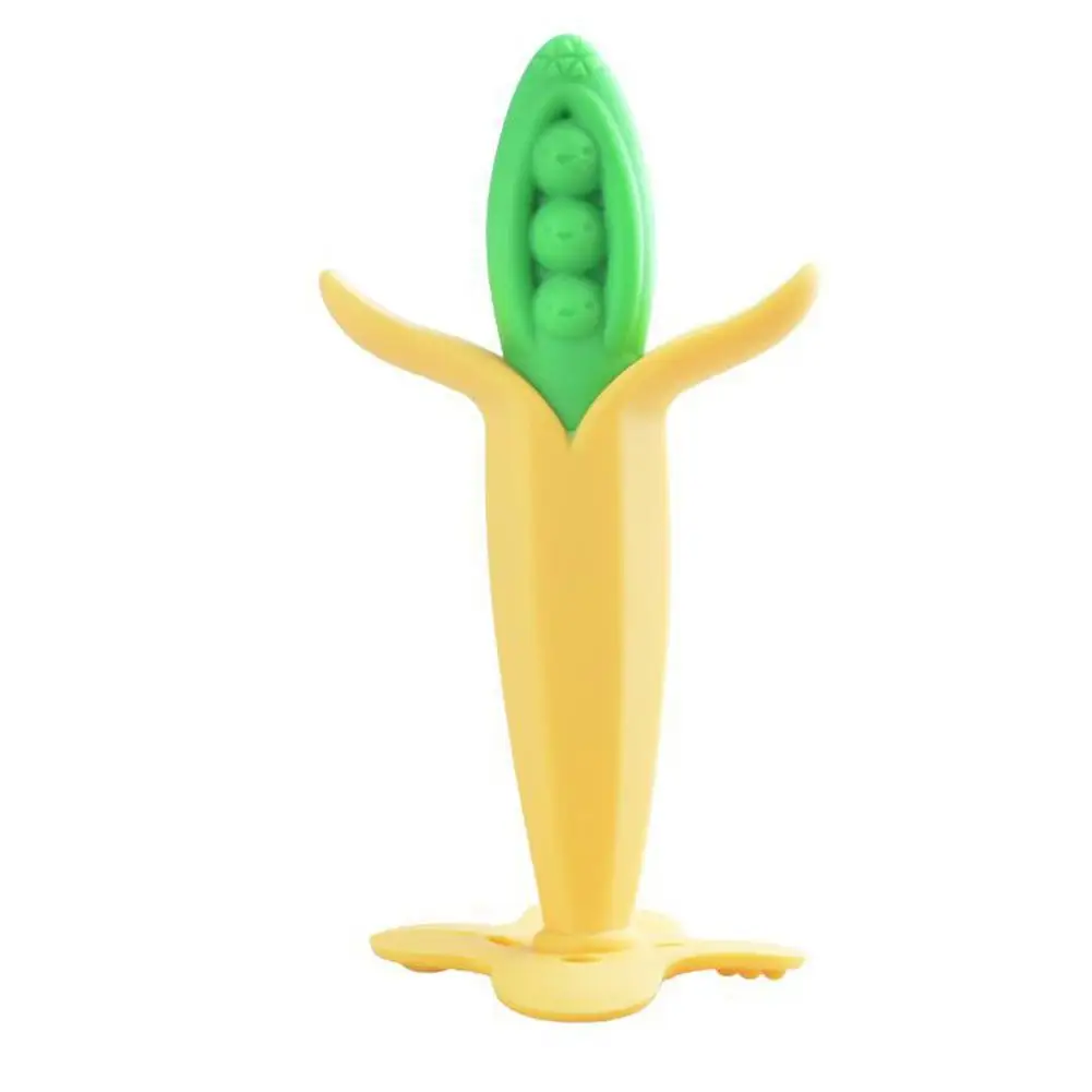 LeadingStar Baby silicone tooth gel baby banana corn fruit silicone tooth grinding stick toy - Color: Golden pea