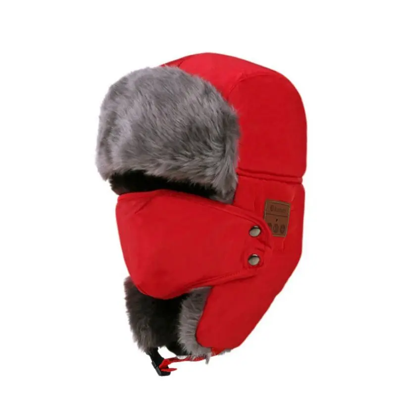 Шапка бини, шапка, модная, беспроводная, Bluetooth, наушники, умные наушники с микрофоном, зимняя, уличная, Спортивная, стерео, музыкальная шапка, для улицы, для мужчин - Цвет: Красный