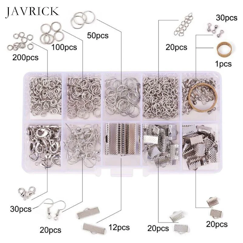 

Ring Clasp Tail Chain Clip Buckle Drop Set for DIY Necklace Earrings Key-chain Craft Tool Jewelry Making Materials