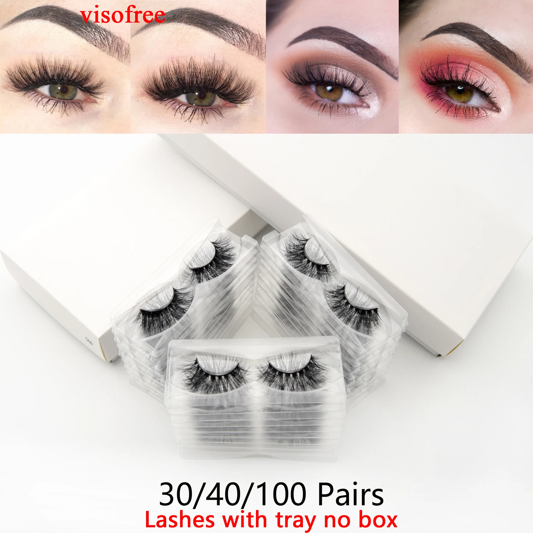 3D Mink Lashes Visofree 30/40/100 Pairs With Tray No Box Handmade Full Strip Lashes Mink False Eyelashes Makeup eyelashes cilios eyelash extensions fake eyelashes eyelash extension eyelash extension lashes false eyelashes