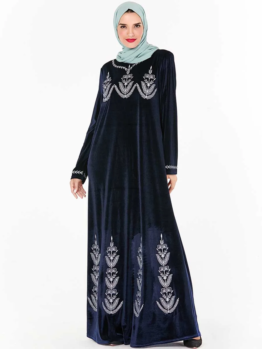 Элегантное бархатное мусульманское платье макси Vestidos кардиган-кимоно длинные халаты шикарные Jubah Ближний Восток Eid Рамадан исламский