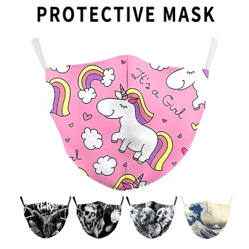

Cartoon Unicorn Printed Mask Fashion Face Masks Reusable Protective Mouth Masks Washable Anti Dust Proof Flu Mask For Men Women