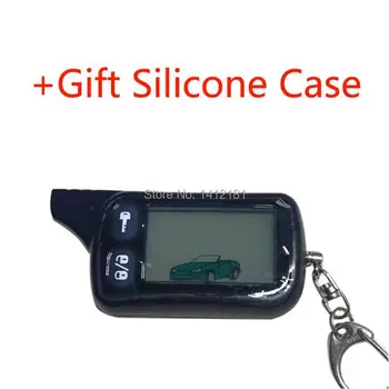 

TZ9010 LCD Remote Control TZ-9010 Keychain +GIFT Silicone Key Case for Two Way Car Alarm System Tomahawk TZ 9010 / 434MHz 1.5V