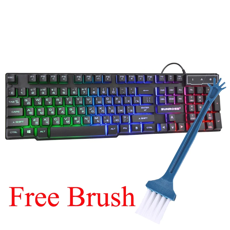 Игровая клавиатура с бесплатной кистью RGB подсветкой USB 104 Keycaps Водонепроницаемая