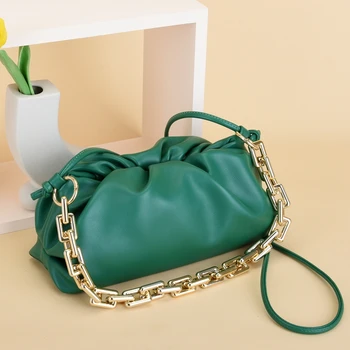 

JZ CHIEF Casual Bag Women Solid Small Shoulder Bag 2020 Summer Dumpling Crossbody Bag Baguette With Thick Chain