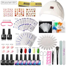 Mtssii набор для ногтей УФ-светодиодный светильник Сушилка с 6 шт. Набор для гель-лака для ногтей долговечный лак для ногтей маникюрный набор Инструменты для дизайна ногтей