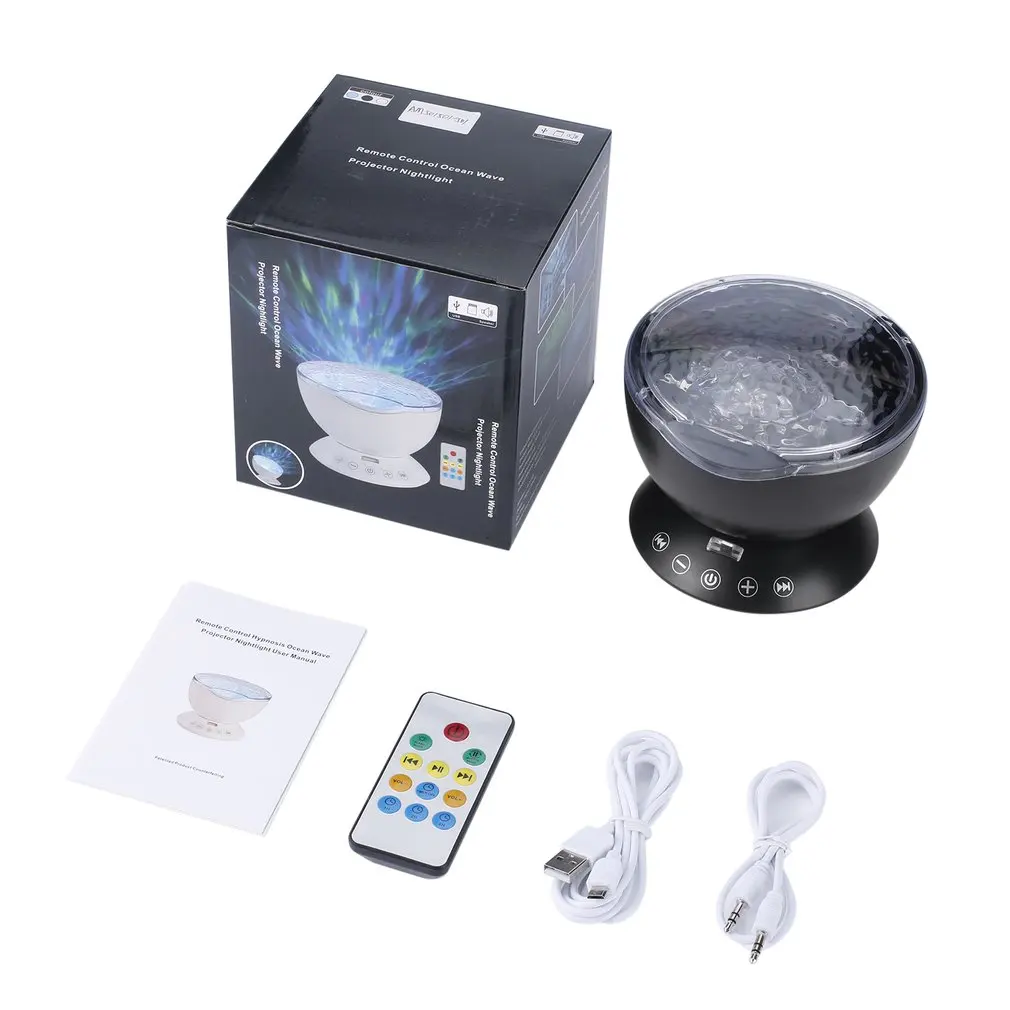 

Remote Control Hypnosis Ocean Wave Projector Lamp Nightlight Built-in Music Player for Kids Bedroom Romantic Atmosphere