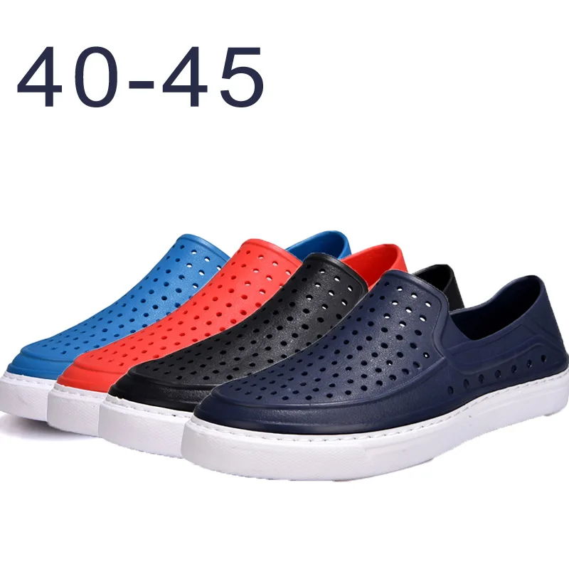 

Summer Hollow out Flat Men Anti-slip Garden Shoes Closed-toe Soft-Sole BIRD'S NEST Outdoor Porous Sandals Large Size