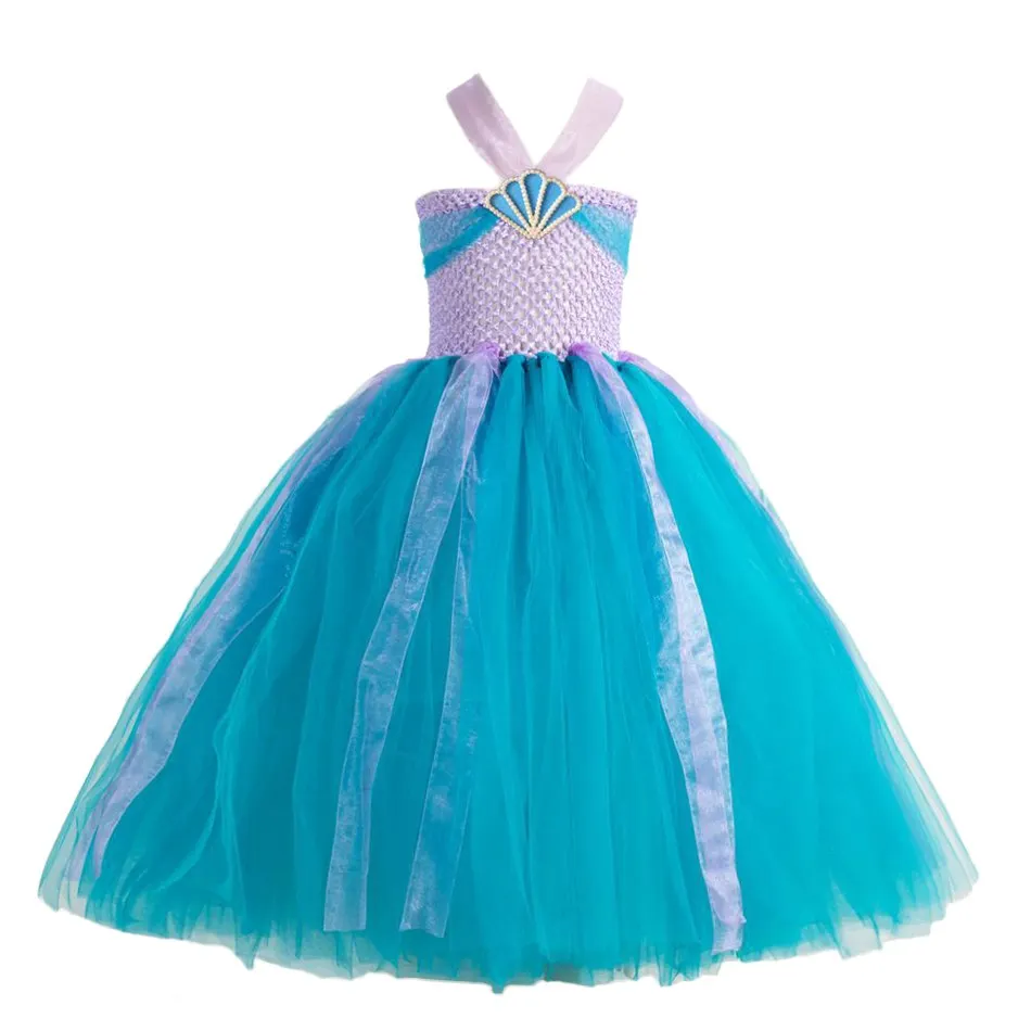 Ariel Dress Платье-пачка принцессы нарядное платье с фатиновой юбкой для девочек на день рождения детское платье «чудо-женщина», «История игрушек», пастушка, древесно-белое платье Эльзы и Моаны - Цвет: Ariel Dress