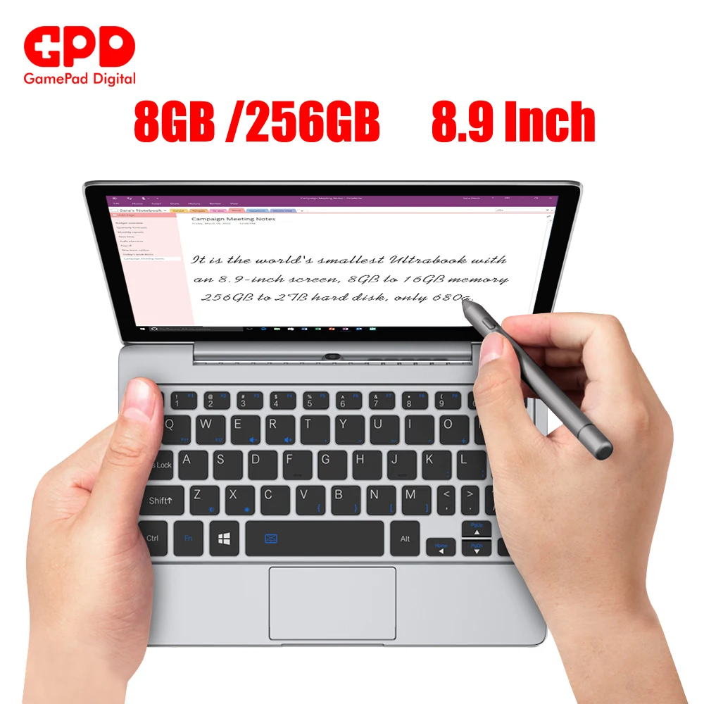 GPD P2 Max 8,9 дюймов сенсорный экран межядерный процессор Celeron 3965y 8 Гб 256 ГБ Мини ПК карманный ноутбук Windows 10