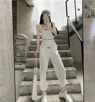 

ZOSOL The New Leisure Sports Suit Short Crop Vest + Beam Feet Pants Two-Piece Set