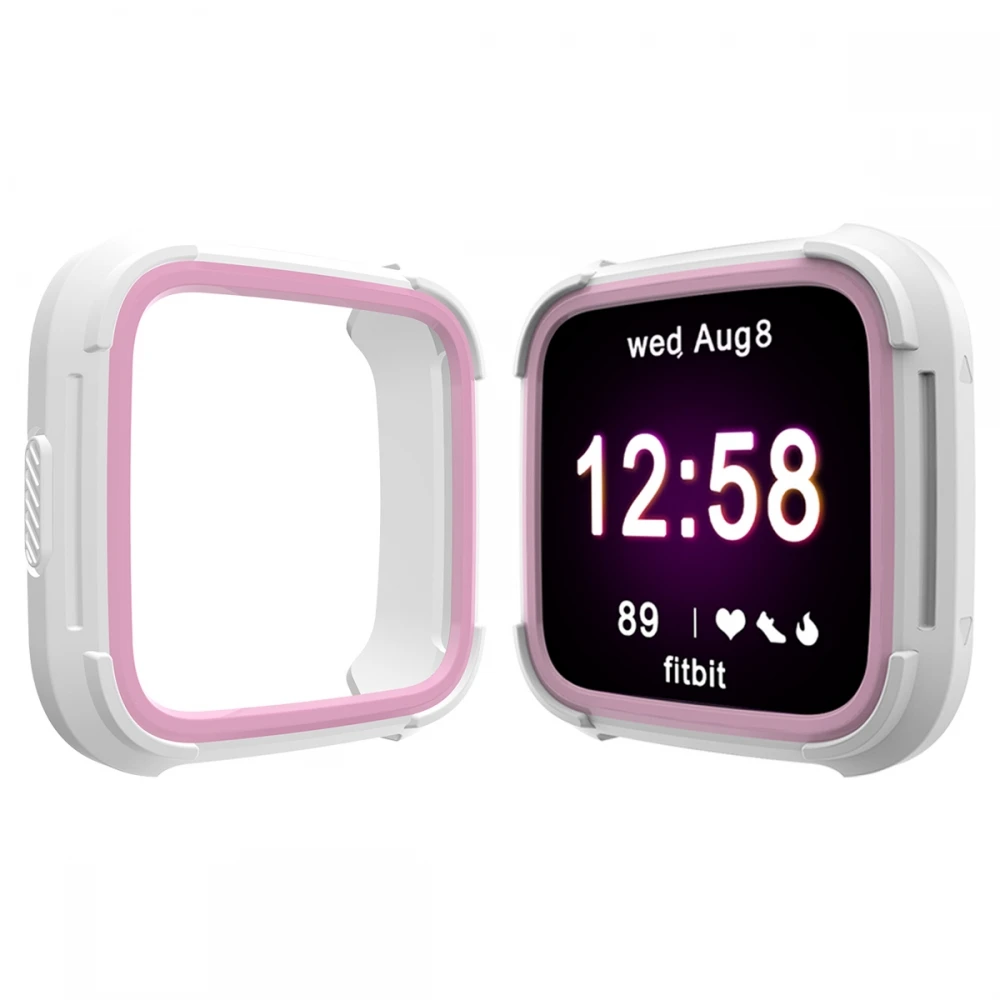 7 цветов Tpu и PC чехол для Fitbit Versa, ремешок для часов, защитный чехол для экрана, аксессуары для смарт часов для Fitbit Versa Lite - Цвет: Розовый
