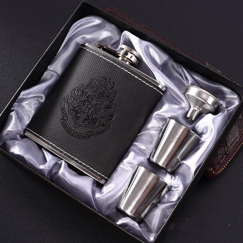 

1 Set 7oz Stainless Steel Hip Flask With Box Whisky Vodka Hip Flasks Personalized Flagon With Leather Wrap Portable Liquor Pot