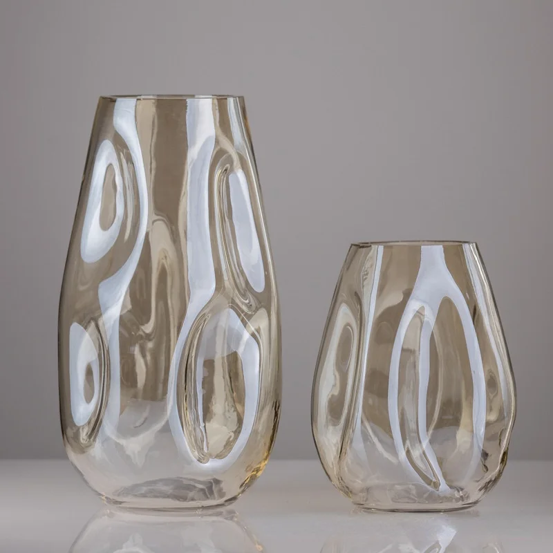 Irregular Glaze Glass Vase Living Room Creative Geometric Floral Decorations | Дом и сад