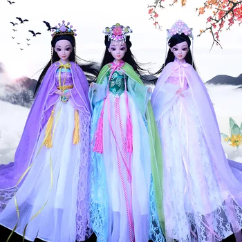 

30CM Chinese Costume Princess Doll Movable Long Hair Princess Simulation Doll Wedding Dress Set Aurora Doll Toys For Children