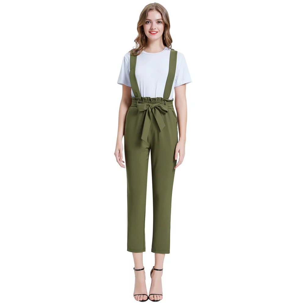 Women's Pants Autumn Ladies solid color Pants Elastic Waist Cropped Length Trousers Loose Streetwear Pantalones