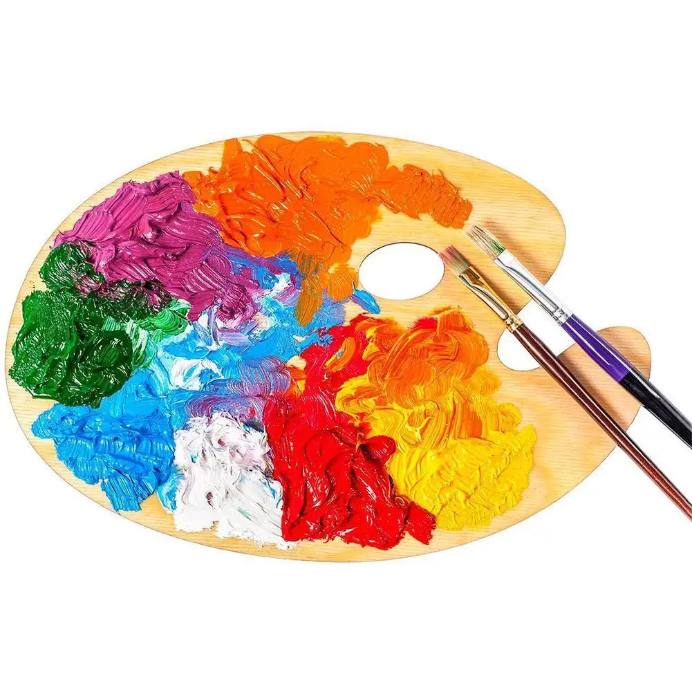 Art Painting Color Mixer Oval Color Mixing Board Oil Painting Mixing Wooden Paint Color Plate