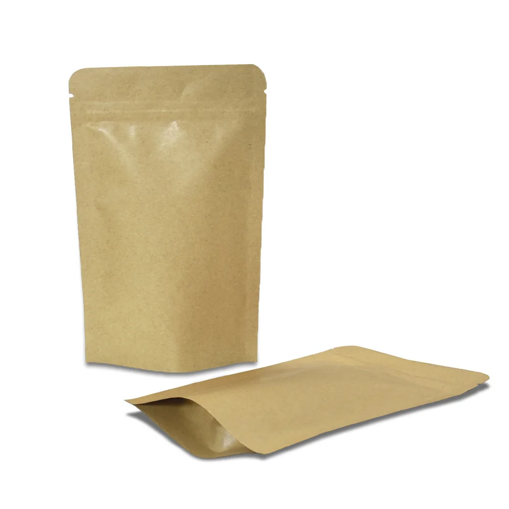 

50 pcs/lot 17x24cm Resealable Kraft Paper Zip lock Stand Up Mylar Foil Bags Coffee Tea Snack Pet Food Smellproof Storage Pouch