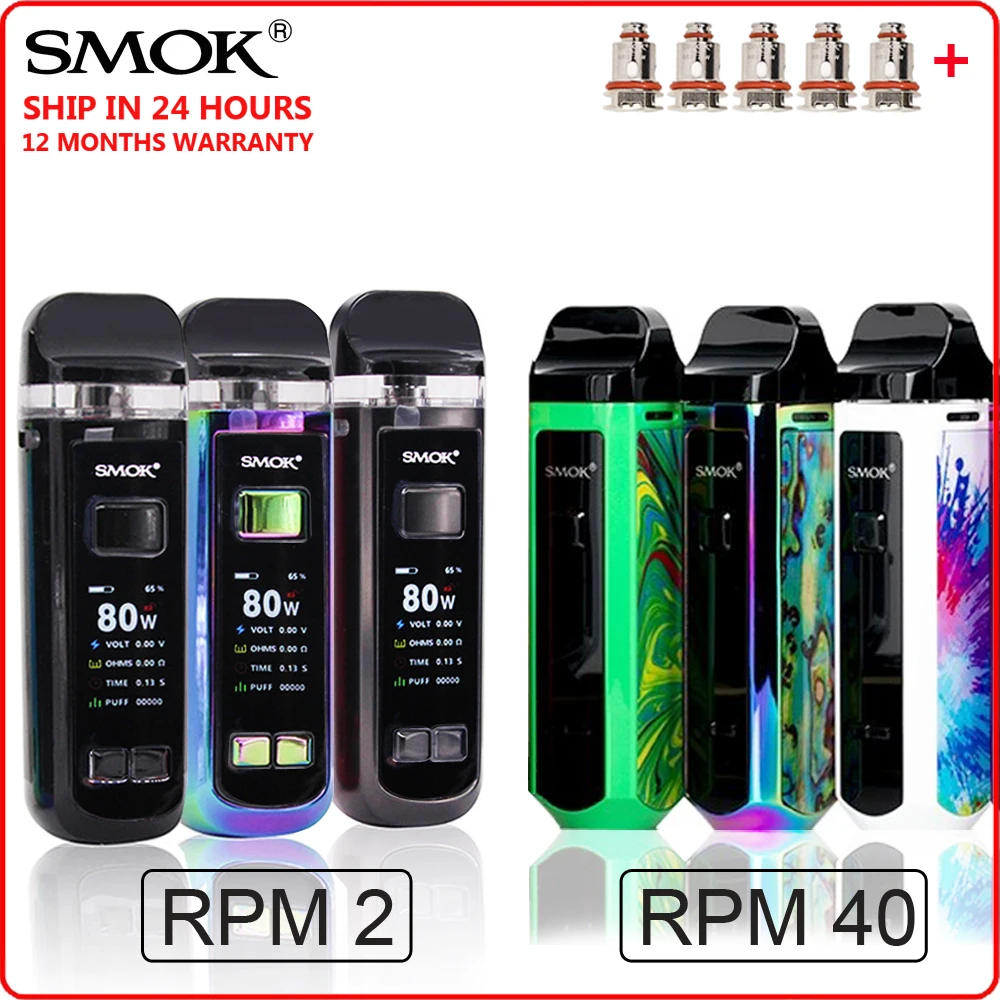 NEW! Оригинальный SMOK RPM40 KIT 40W Электронная сигарета Fresh Vaping Vaporizer Мини Vape Pen с