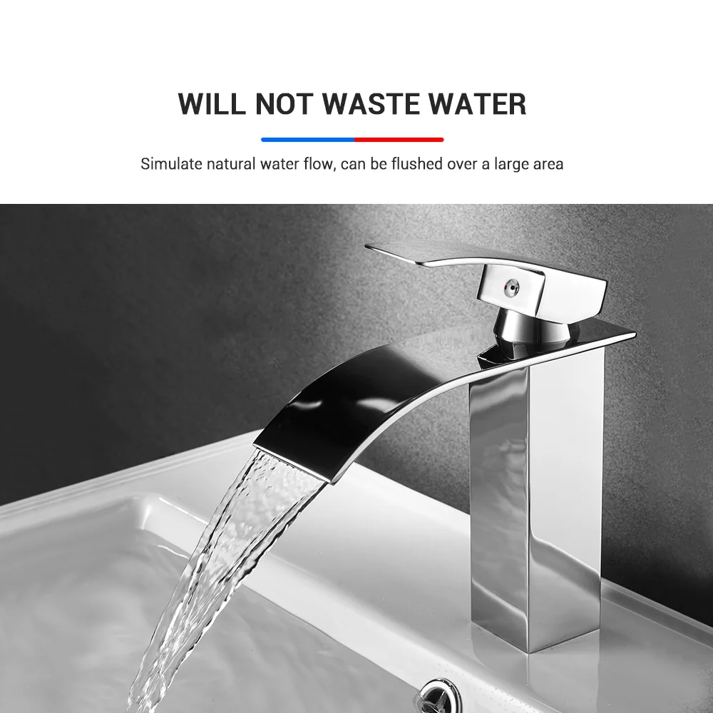 Natural Curved Waterfall Bench Basin Faucet Single Handle Basin Mixer Tap Bath Antique Faucet Hot Cold Water Bathroom Faucets