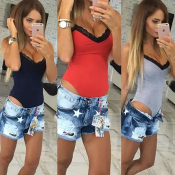 

Women Ladies Bodysuit Stretch Leotard Sleeveless Bodysuits Tops T shirt Jumpsuit