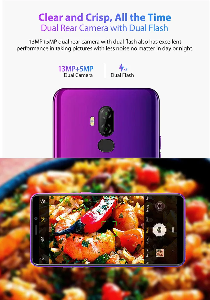 Ulefone P6000 Plus Android 9,0 6350 мАч смартфон 6,0 дюймов Face ID HD+ Двойная камера Ouad Core 3 ГБ 32 ГБ Face ID4G LTE мобильный телефон