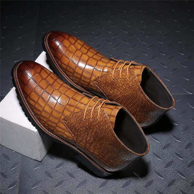 38-48 зимняя обувь мужские Нескользящие удобные теплые кожаные ботинки для мужчин#2353 - Цвет: yellow