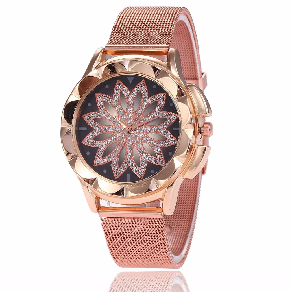 

Luxury Women's Crystal Quartz Watch Mesh with Alloy Bracelet Watch to Run Watch Ladies Fashion Quartz Watch Hot