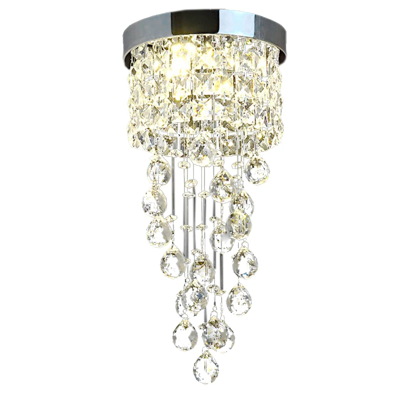 

Modern Led Crystal Aisle Lights Living Room Hallway Entrance Balcony Hotel Hanging Spiral Staircase Small Ceiling Lamp