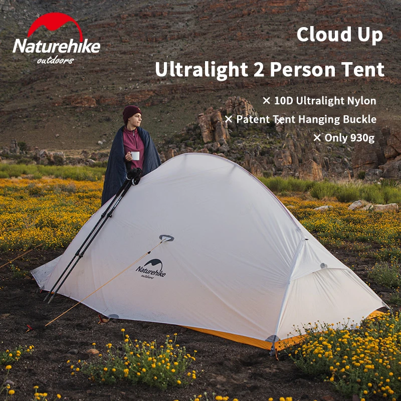 Naturehike Cloud Up Camping Tent Ultralight Portable 2 People Tents Outdoor Waterproof Tourist Hike Double Layer Tent 10D Nylon 6