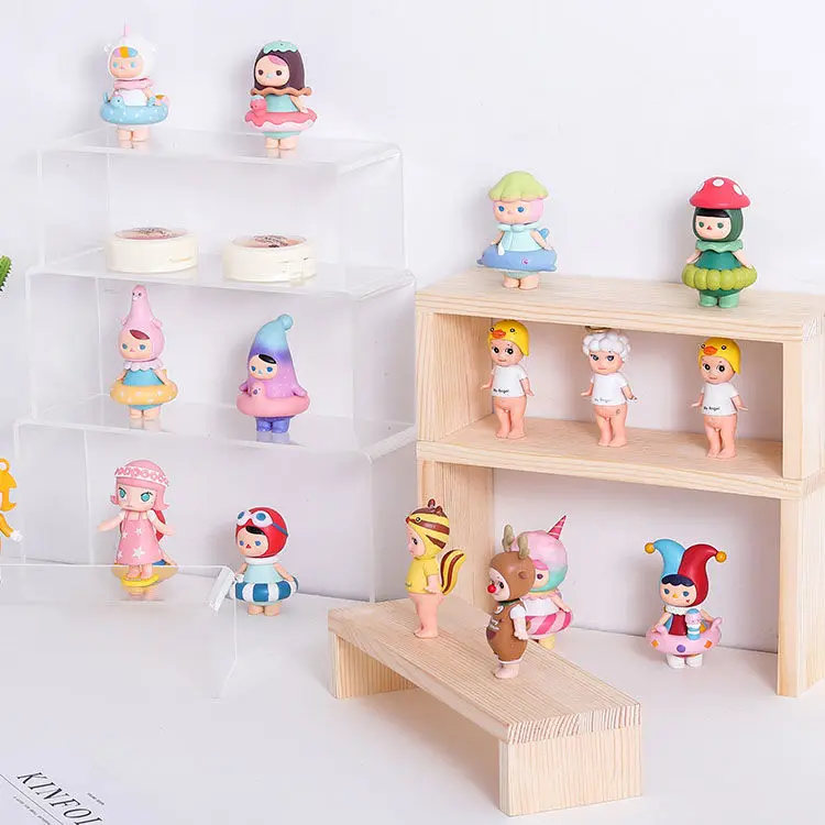 

Wooden Doll Display Stand Toy Model Doll Hand-made Office Storage Rack Cosmetic Shelf Ladder Frame Log Pure Wood
