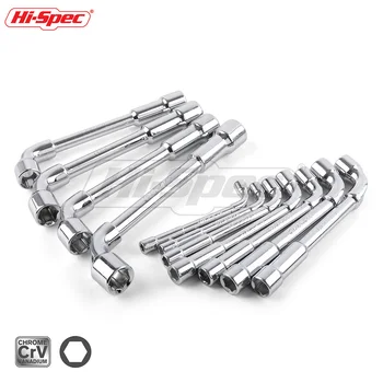 

Hi-Spec 5pc 8-12mm Double End Spanner Chromium-vanadium Steel Mirror Socket Wrenches L Shaped Tubular Angled Wrench Hand Tool