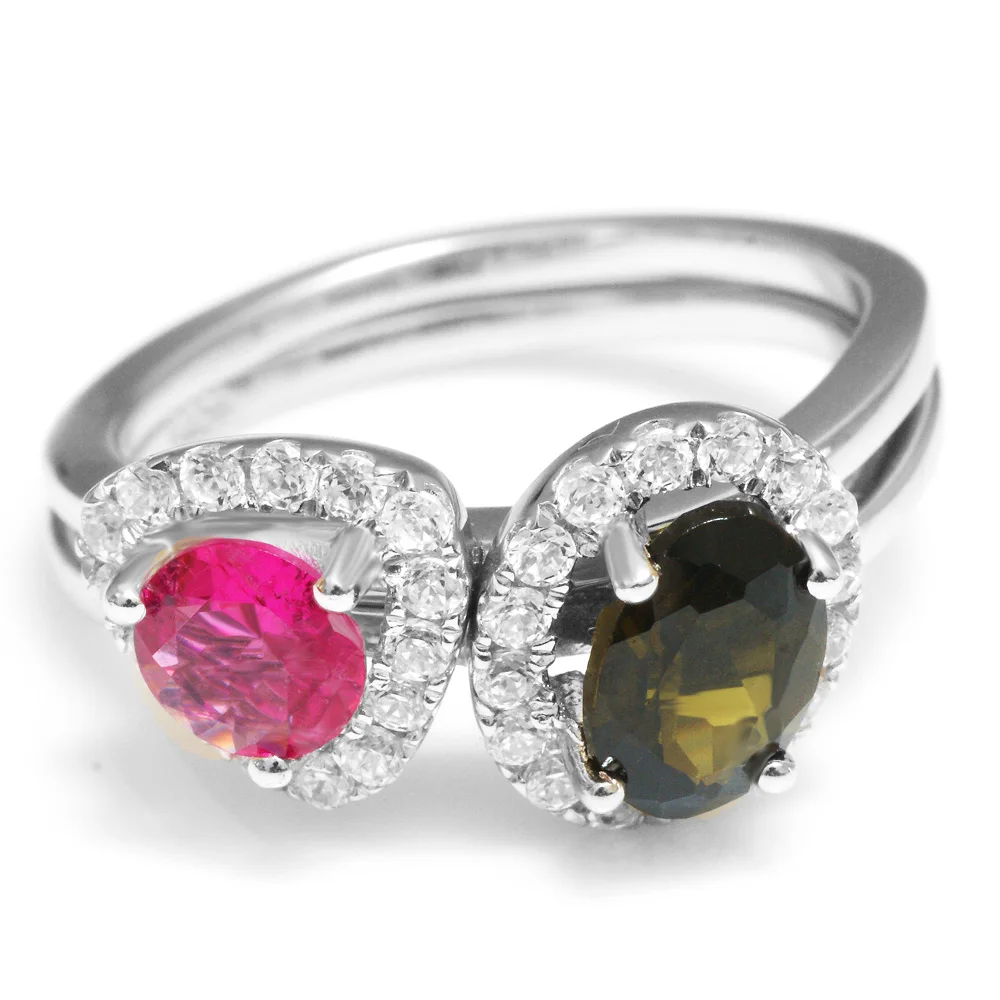 JewelryPalace модное разноцветное кольцо из натурального турмалина 925 пробы Серебряное кольцо для мамы и дочки